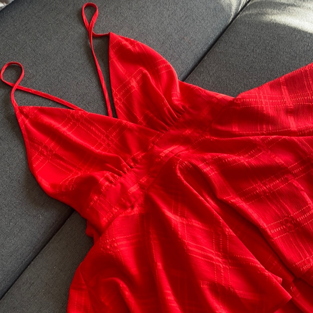 Pink Lily: DELIGHTFULLY IN LOVE RED DRESS ROMPER